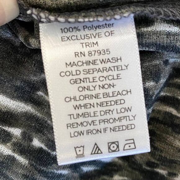 Susan Graver Womens Tunic Top Sheer Animal Print Keyhole Black White Small - Picture 9 of 10